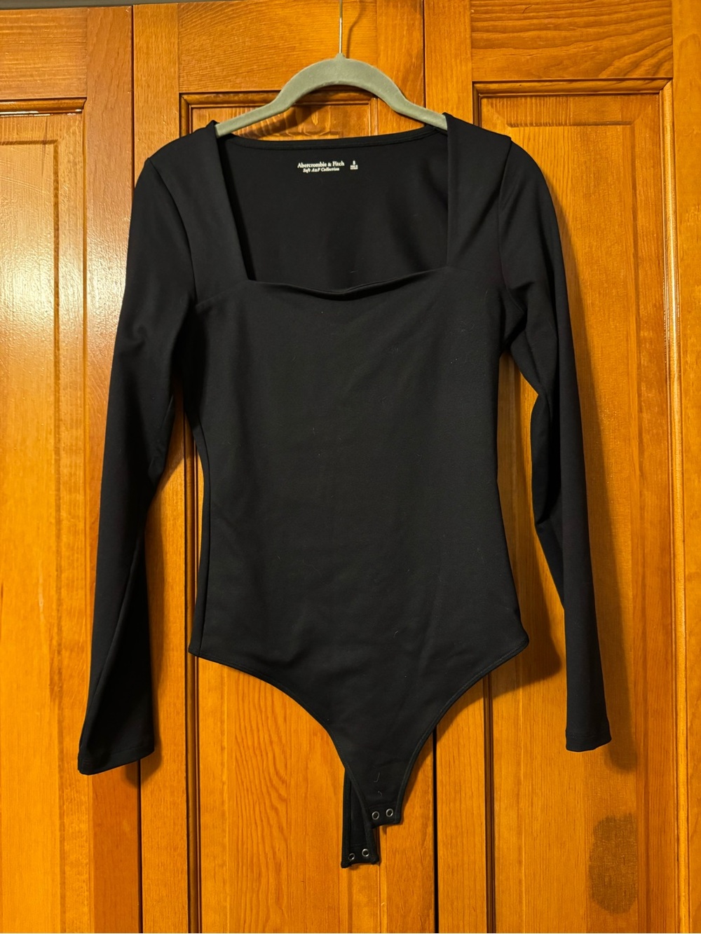 Abercrombie | Black Long-Sleeve Square Neck One-Piece Bodysuit